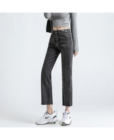 Jeans Women Loose High Waist Straight High Waist Pants Solid Color Wide Legs Retro Loose Women's Denim Trousers Thin Section ...