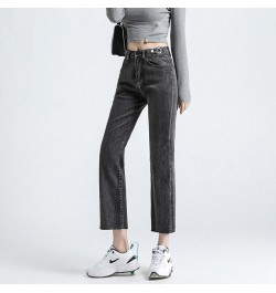 Jeans Women Loose High Waist Straight High Waist Pants Solid Color Wide Legs Retro Loose Women's Denim Trousers Thin Section ...