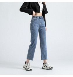 Jeans Women Loose High Waist Straight High Waist Pants Solid Color Wide Legs Retro Loose Women's Denim Trousers Thin Section ...