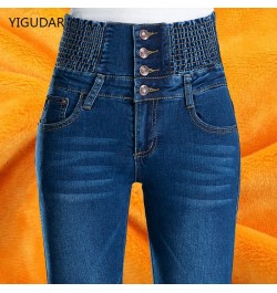 Women Winter velvet Jeans High Waisted jeans Skinny Pants Elastic Waist Casual Jeans For Women Warm Jeans woman jeans $49.61 ...