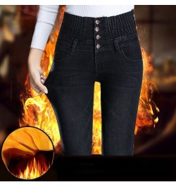 Women Winter velvet Jeans High Waisted jeans Skinny Pants Elastic Waist Casual Jeans For Women Warm Jeans woman jeans $49.61 ...