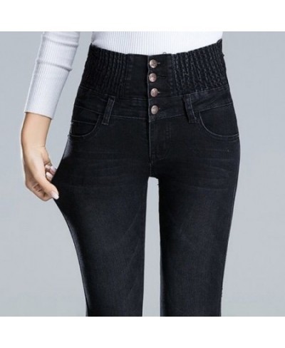 Women Winter velvet Jeans High Waisted jeans Skinny Pants Elastic Waist Casual Jeans For Women Warm Jeans woman jeans $49.61 ...