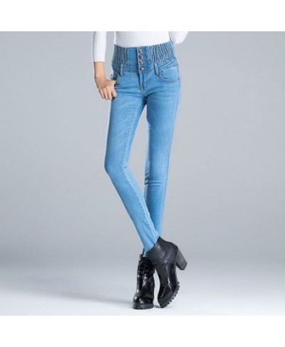 Women Winter velvet Jeans High Waisted jeans Skinny Pants Elastic Waist Casual Jeans For Women Warm Jeans woman jeans $49.61 ...