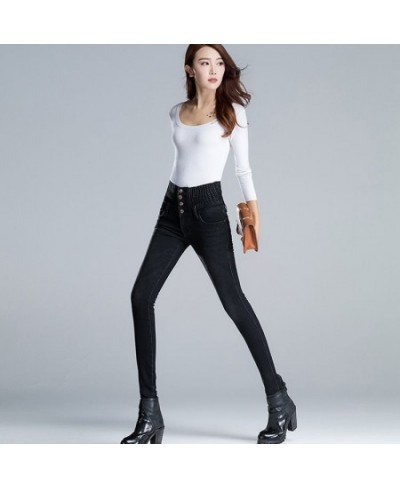 Women Winter velvet Jeans High Waisted jeans Skinny Pants Elastic Waist Casual Jeans For Women Warm Jeans woman jeans $49.61 ...