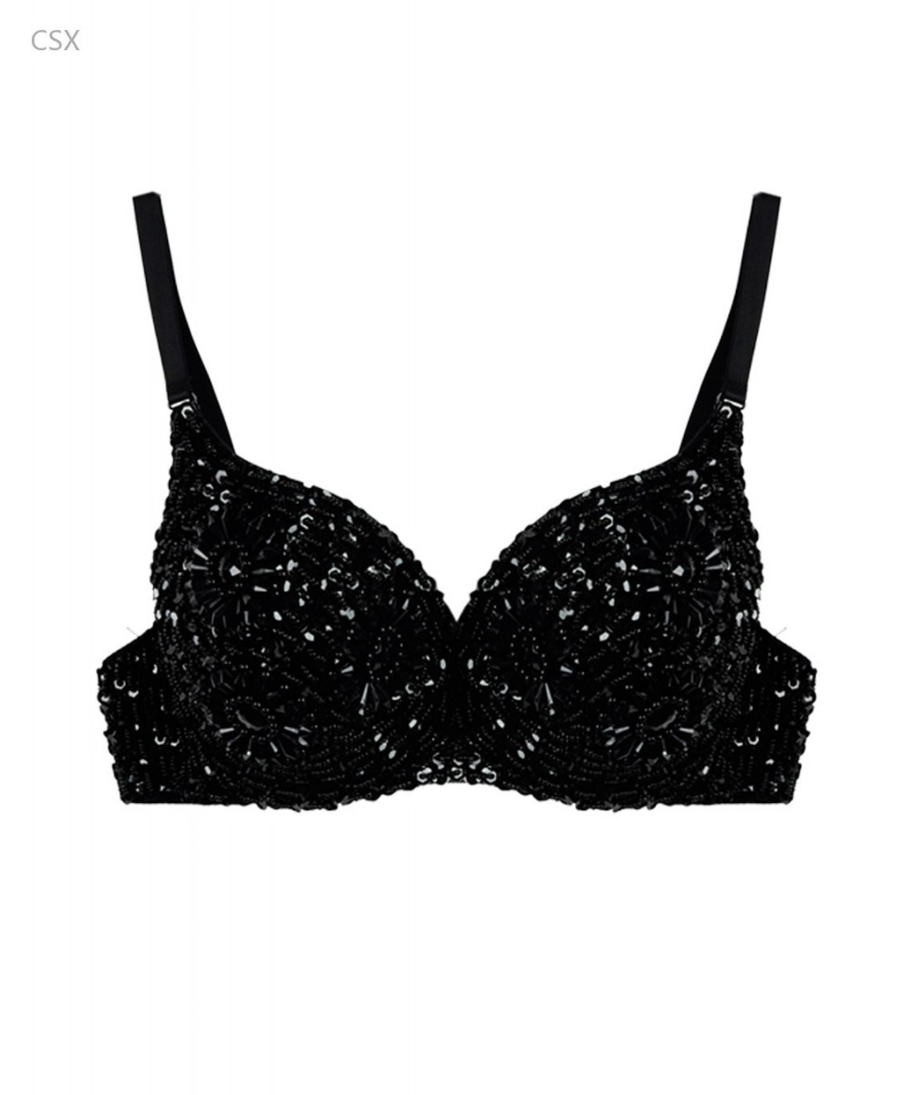 Sexy Women's Beaded Sequins Embellished Chrysanthemum Bra B/ C Cup Belly Dance Underwear Push Up 63 $28.59 - Underwear