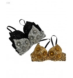 Sexy Women's Beaded Sequins Embellished Chrysanthemum Bra B/ C Cup Belly Dance Underwear Push Up 63 $28.59 - Underwear