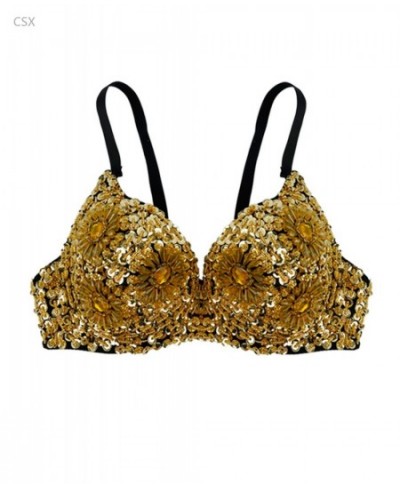 Sexy Women's Beaded Sequins Embellished Chrysanthemum Bra B/ C Cup Belly Dance Underwear Push Up 63 $28.59 - Underwear