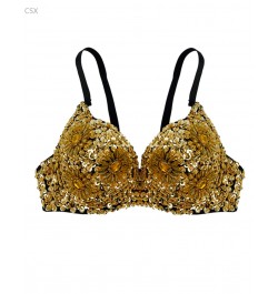 Sexy Women's Beaded Sequins Embellished Chrysanthemum Bra B/ C Cup Belly Dance Underwear Push Up 63 $28.59 - Underwear