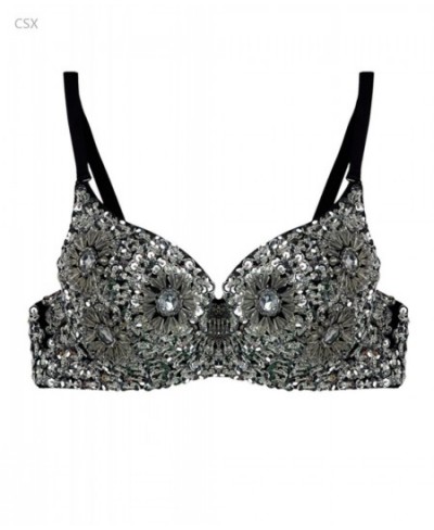 Sexy Women's Beaded Sequins Embellished Chrysanthemum Bra B/ C Cup Belly Dance Underwear Push Up 63 $28.59 - Underwear