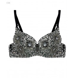 Sexy Women's Beaded Sequins Embellished Chrysanthemum Bra B/ C Cup Belly Dance Underwear Push Up 63 $28.59 - Underwear