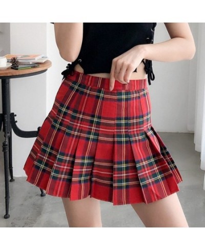 Green Plaid Summer Women Skirt Side Button High Waist Stitching Student Pleated Skirts Female Cute Sweet Mini Skirt $71.79 - ...