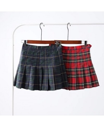 Green Plaid Summer Women Skirt Side Button High Waist Stitching Student Pleated Skirts Female Cute Sweet Mini Skirt $71.79 - ...