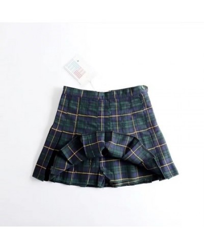 Green Plaid Summer Women Skirt Side Button High Waist Stitching Student Pleated Skirts Female Cute Sweet Mini Skirt $71.79 - ...