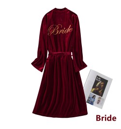 2022 Winter New Morning Gown Bride Gold Velvet Embroidered Bridesmaid Sling Pajamas Bathrobe Gown with Belt Sleepwear $44.24 ...