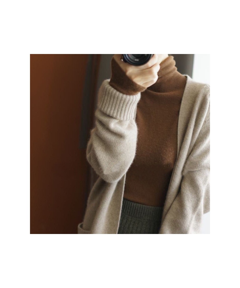 Autumn New Women's Thin Sheer Woolen Sweater Close-fitting Base Sweater Pile Collar Cashmere Sweater Women Slim Inner Wear $6...