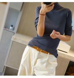 Autumn New Women's Thin Sheer Woolen Sweater Close-fitting Base Sweater Pile Collar Cashmere Sweater Women Slim Inner Wear $6...