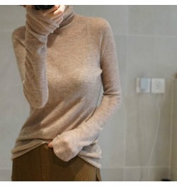 Autumn New Women's Thin Sheer Woolen Sweater Close-fitting Base Sweater Pile Collar Cashmere Sweater Women Slim Inner Wear $6...