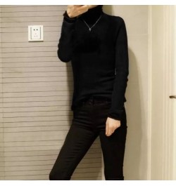 Autumn New Women's Thin Sheer Woolen Sweater Close-fitting Base Sweater Pile Collar Cashmere Sweater Women Slim Inner Wear $6...