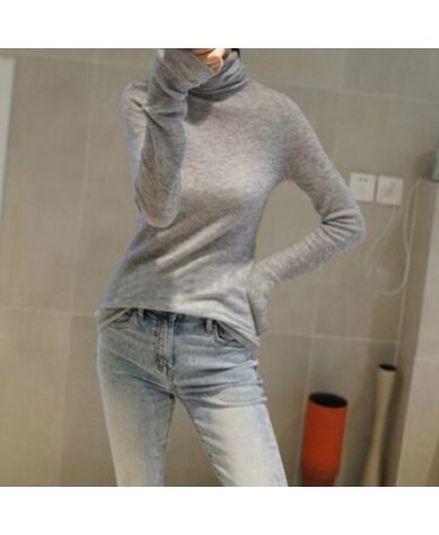 Autumn New Women's Thin Sheer Woolen Sweater Close-fitting Base Sweater Pile Collar Cashmere Sweater Women Slim Inner Wear $6...