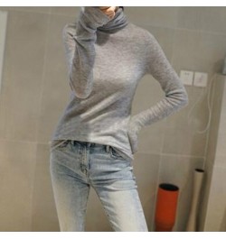 Autumn New Women's Thin Sheer Woolen Sweater Close-fitting Base Sweater Pile Collar Cashmere Sweater Women Slim Inner Wear $6...