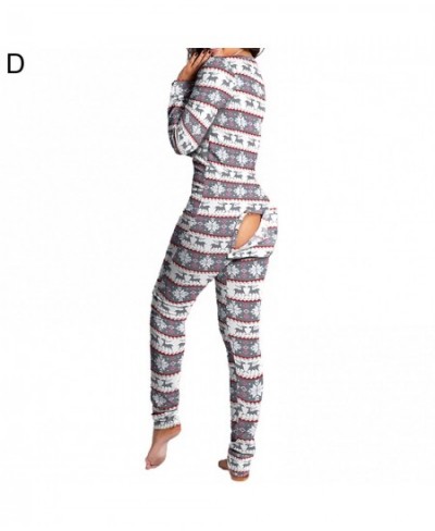 Women Christmas jumpsuit With Butt Flap For Adults Sexy Sleepwear Romper Women's Open Butt Pajamas Xmas Pyjama Long Nighties ...