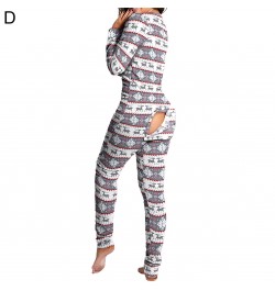 Women Christmas jumpsuit With Butt Flap For Adults Sexy Sleepwear Romper Women's Open Butt Pajamas Xmas Pyjama Long Nighties ...