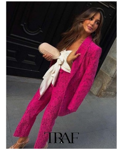 2023 Ladies Blazer Pants Suit OL Slim Fit Blazer In Lace+Lace Fabric Straight-leg Pants Basic Causal Outfits $98.94 - Suits &...