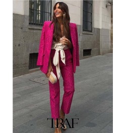 2023 Ladies Blazer Pants Suit OL Slim Fit Blazer In Lace+Lace Fabric Straight-leg Pants Basic Causal Outfits $98.94 - Suits &...