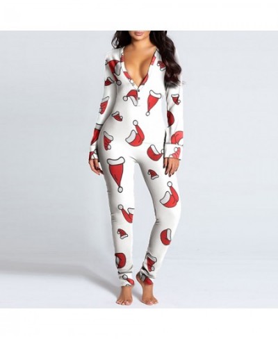 Women Christmas jumpsuit With Butt Flap For Adults Sexy Sleepwear Romper Women's Open Butt Pajamas Xmas Pyjama Long Nighties ...