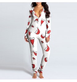 Women Christmas jumpsuit With Butt Flap For Adults Sexy Sleepwear Romper Women's Open Butt Pajamas Xmas Pyjama Long Nighties ...