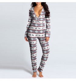 Women Christmas jumpsuit With Butt Flap For Adults Sexy Sleepwear Romper Women's Open Butt Pajamas Xmas Pyjama Long Nighties ...