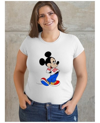 Plus Size Mickey Mouse Graphic T Shirts Aesthetic Clothes Round Neck Top for Ladies Stretch Fabric Y2K Fashion Drop Ship $18....