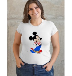 Plus Size Mickey Mouse Graphic T Shirts Aesthetic Clothes Round Neck Top for Ladies Stretch Fabric Y2K Fashion Drop Ship $18....