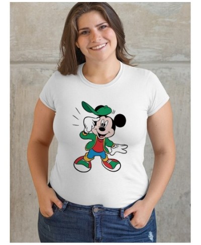 Plus Size Mickey Mouse Graphic T Shirts Aesthetic Clothes Round Neck Top for Ladies Stretch Fabric Y2K Fashion Drop Ship $18....