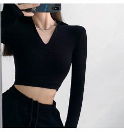 Streetwear Fashion Y2K Polo Shirts Women Spring Autumn New Slim V-neck Tshirt Feminina Sexy Long Sleeve Crop Tops $25.82 - To...