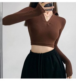 Streetwear Fashion Y2K Polo Shirts Women Spring Autumn New Slim V-neck Tshirt Feminina Sexy Long Sleeve Crop Tops $25.82 - To...