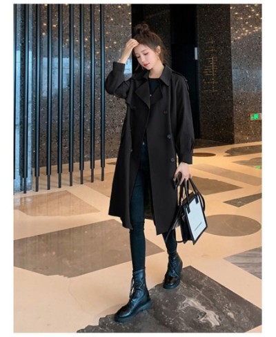 Autumn Winter Women's Coats 2022 Fashion Solid Color Lapel Double Breasted Trench Coat for Women Clothes Long Coat Windbreake...