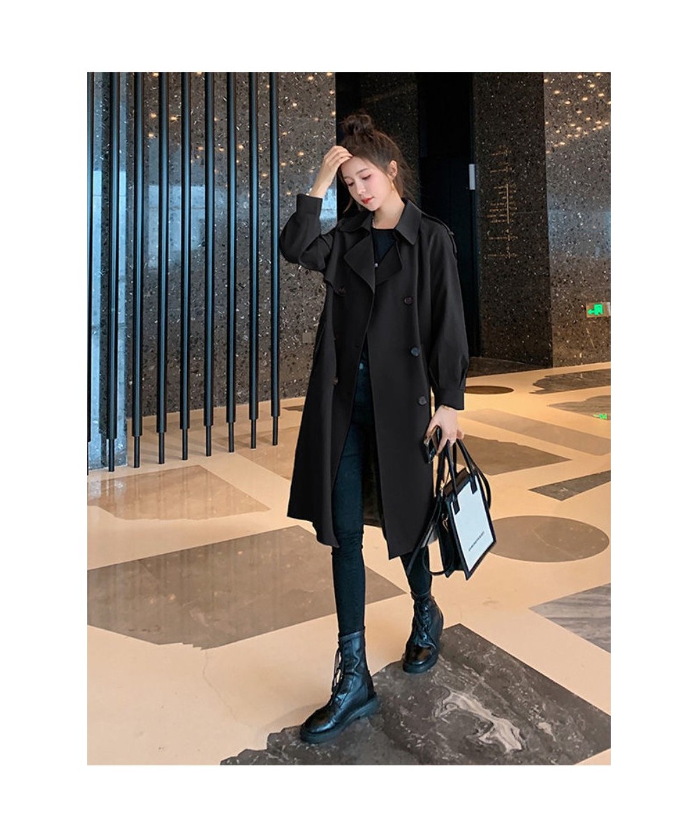 Autumn Winter Women's Coats 2022 Fashion Solid Color Lapel Double Breasted Trench Coat for Women Clothes Long Coat Windbreake...