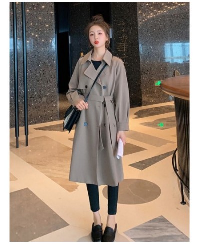 Autumn Winter Women's Coats 2022 Fashion Solid Color Lapel Double Breasted Trench Coat for Women Clothes Long Coat Windbreake...