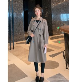 Autumn Winter Women's Coats 2022 Fashion Solid Color Lapel Double Breasted Trench Coat for Women Clothes Long Coat Windbreake...