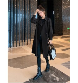 Autumn Winter Women's Coats 2022 Fashion Solid Color Lapel Double Breasted Trench Coat for Women Clothes Long Coat Windbreake...