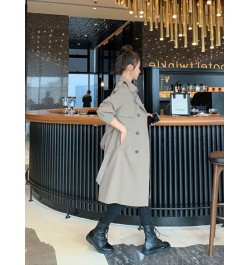 Autumn Winter Women's Coats 2022 Fashion Solid Color Lapel Double Breasted Trench Coat for Women Clothes Long Coat Windbreake...