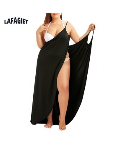 Plus Size Women Beach Dress Loose Bikini Cover Up Summer Swim Vestidos Playa 5XL Sling Dress For Women Solid Large Ladies Dre...