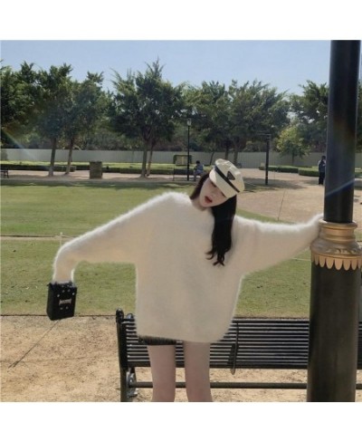 New for Autumn and Winter 2022 Solid Thick Pullovers O-Neck Batwing Sleeve Loose Lazy Style Mink Cashmere Women's Clothing Wi...