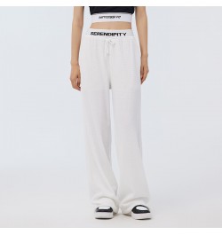 Casual Pants Women Texture Pants Ins Trend 2023 Spring New Color Contrast Letter Wide Leg Pants Trend $46.10 - Bottoms