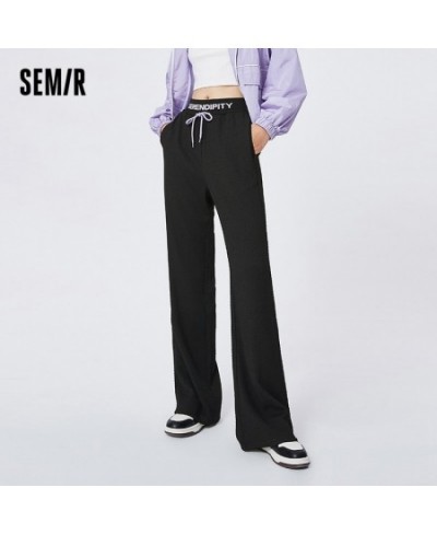 Casual Pants Women Texture Pants Ins Trend 2023 Spring New Color Contrast Letter Wide Leg Pants Trend $46.10 - Bottoms