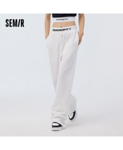 Casual Pants Women Texture Pants Ins Trend 2023 Spring New Color Contrast Letter Wide Leg Pants Trend $46.10 - Bottoms