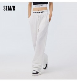 Casual Pants Women Texture Pants Ins Trend 2023 Spring New Color Contrast Letter Wide Leg Pants Trend $46.10 - Bottoms