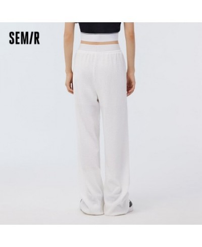 Casual Pants Women Texture Pants Ins Trend 2023 Spring New Color Contrast Letter Wide Leg Pants Trend $46.10 - Bottoms