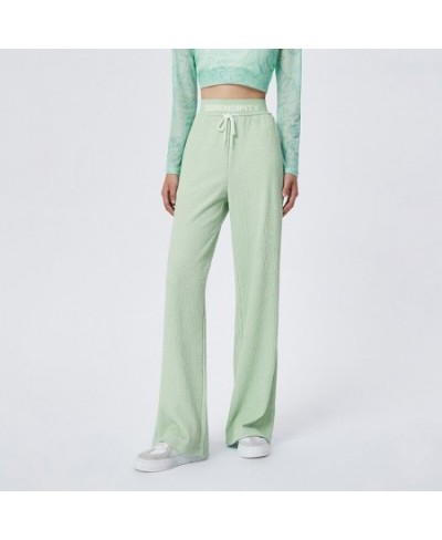 Casual Pants Women Texture Pants Ins Trend 2023 Spring New Color Contrast Letter Wide Leg Pants Trend $46.10 - Bottoms